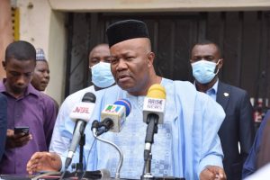 Akpabio at APC secretariat, lauds Adamu-led NWC on rule of law